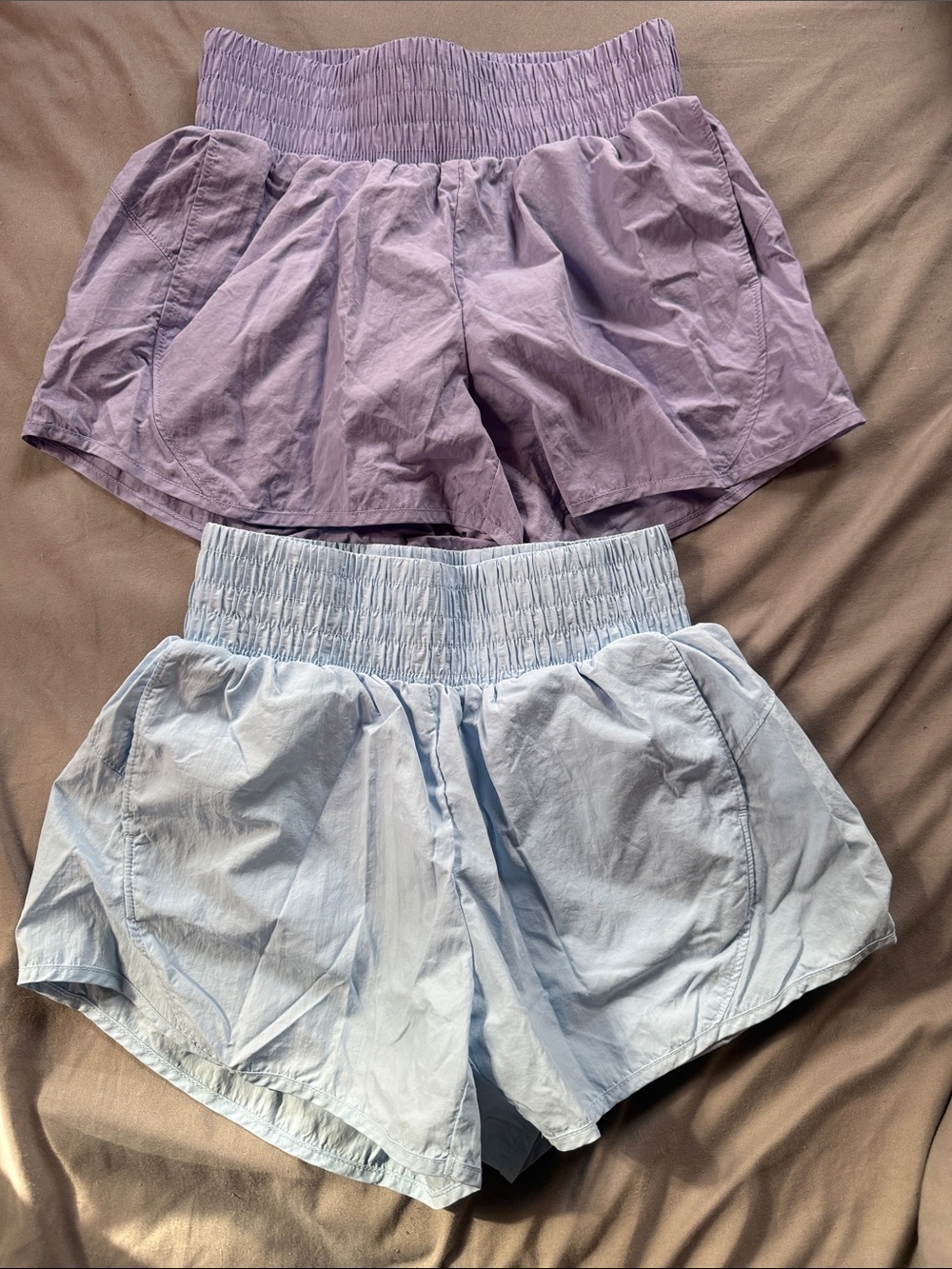 all in motion Lavender and Light Blue Smocked-Waist Kids Shorts Duo